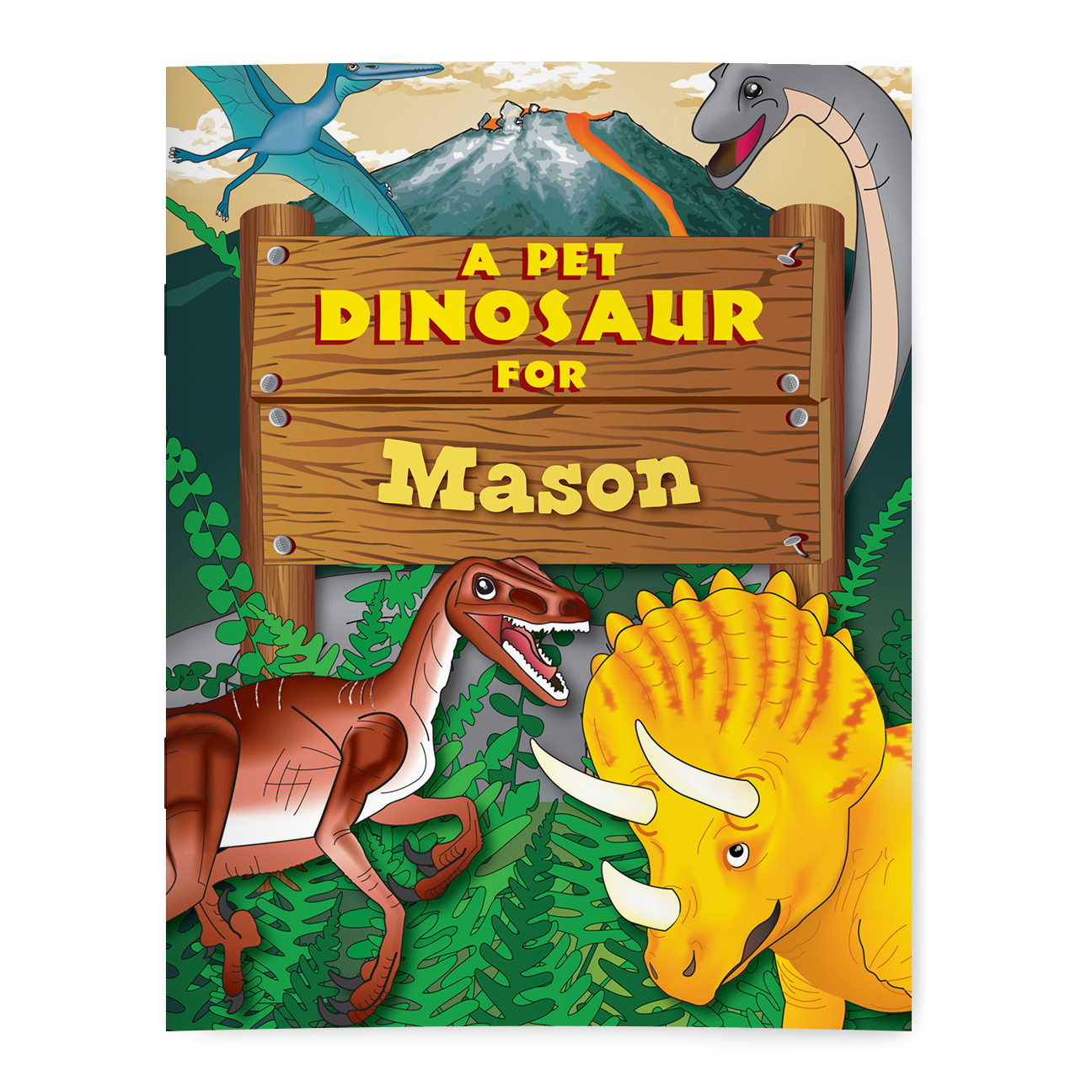 Personalized dinosaur coloring book