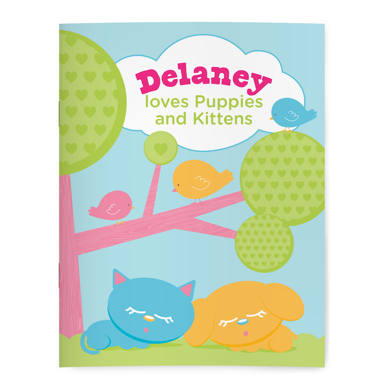 Personalized puppies and kittens coloring book
