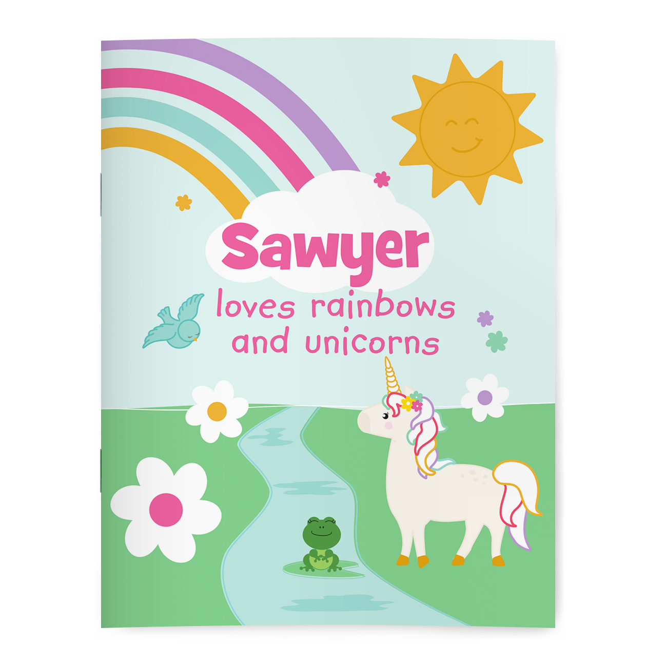 Personalized Rainbow and unicorns coloring book