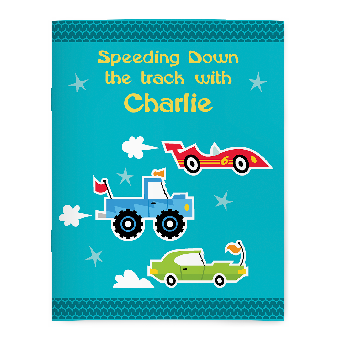 Personalized Super Speedway coloring book
