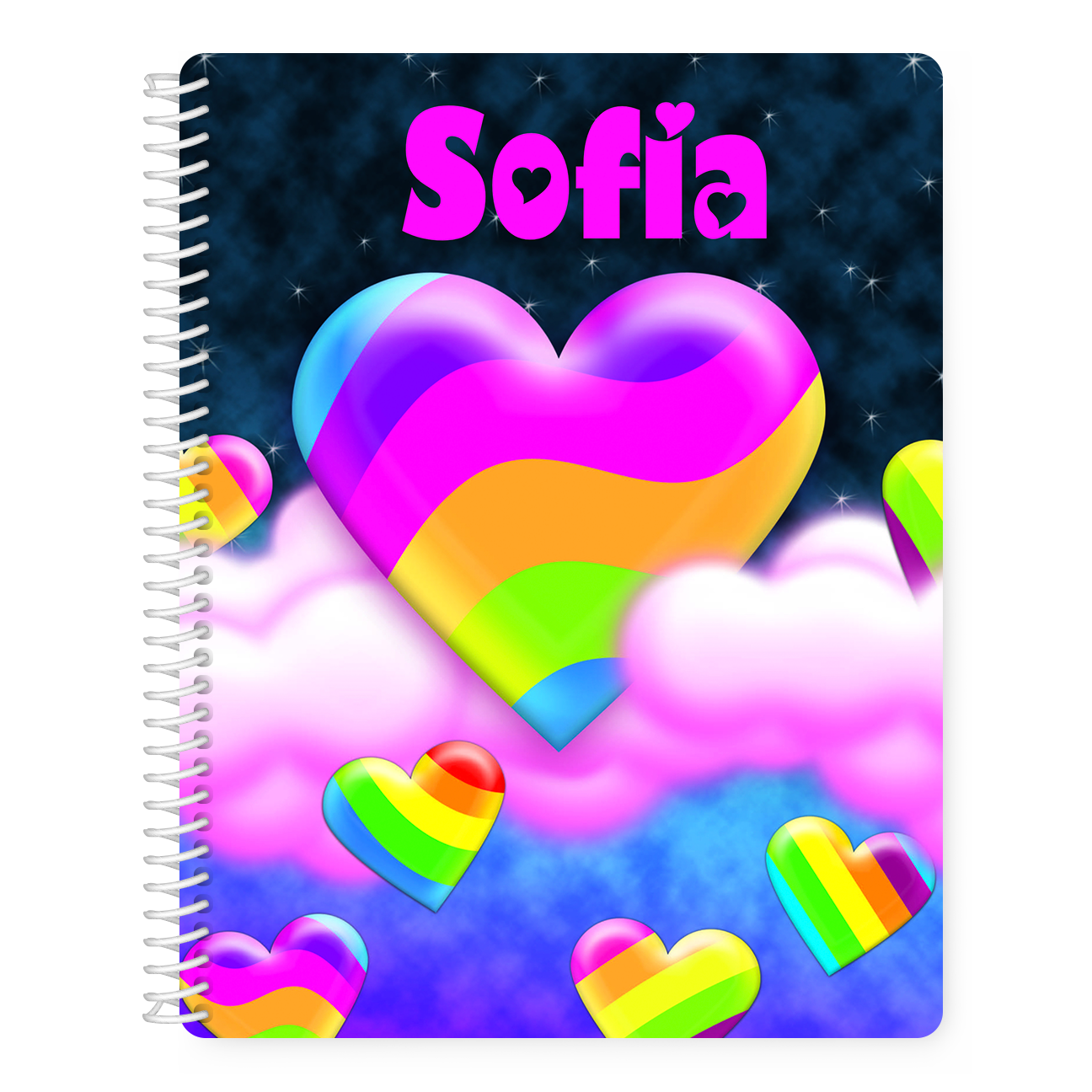 Personalized Heart In Clouds Notebook