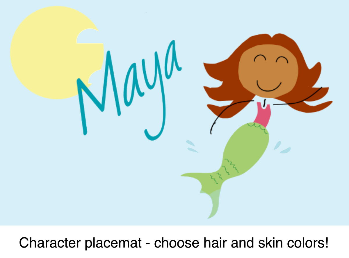 Personalized Mermaid Placemat with hair and skin colors
