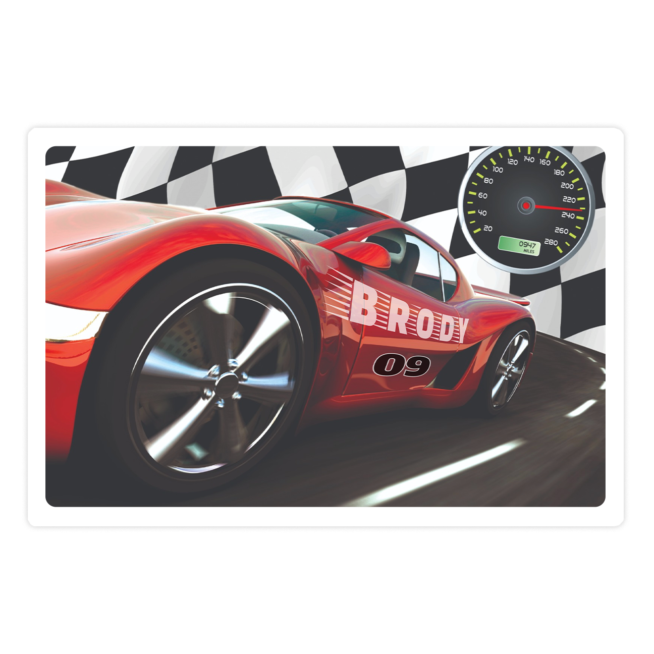 Personalized race car placemat