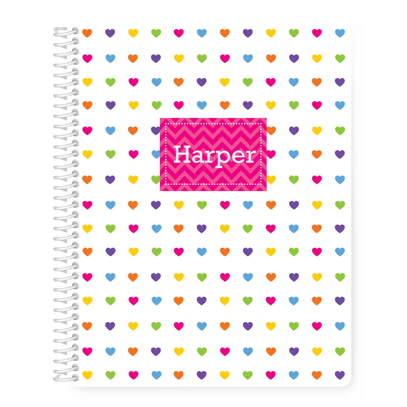 Personalized rainbow chevron sketchbook