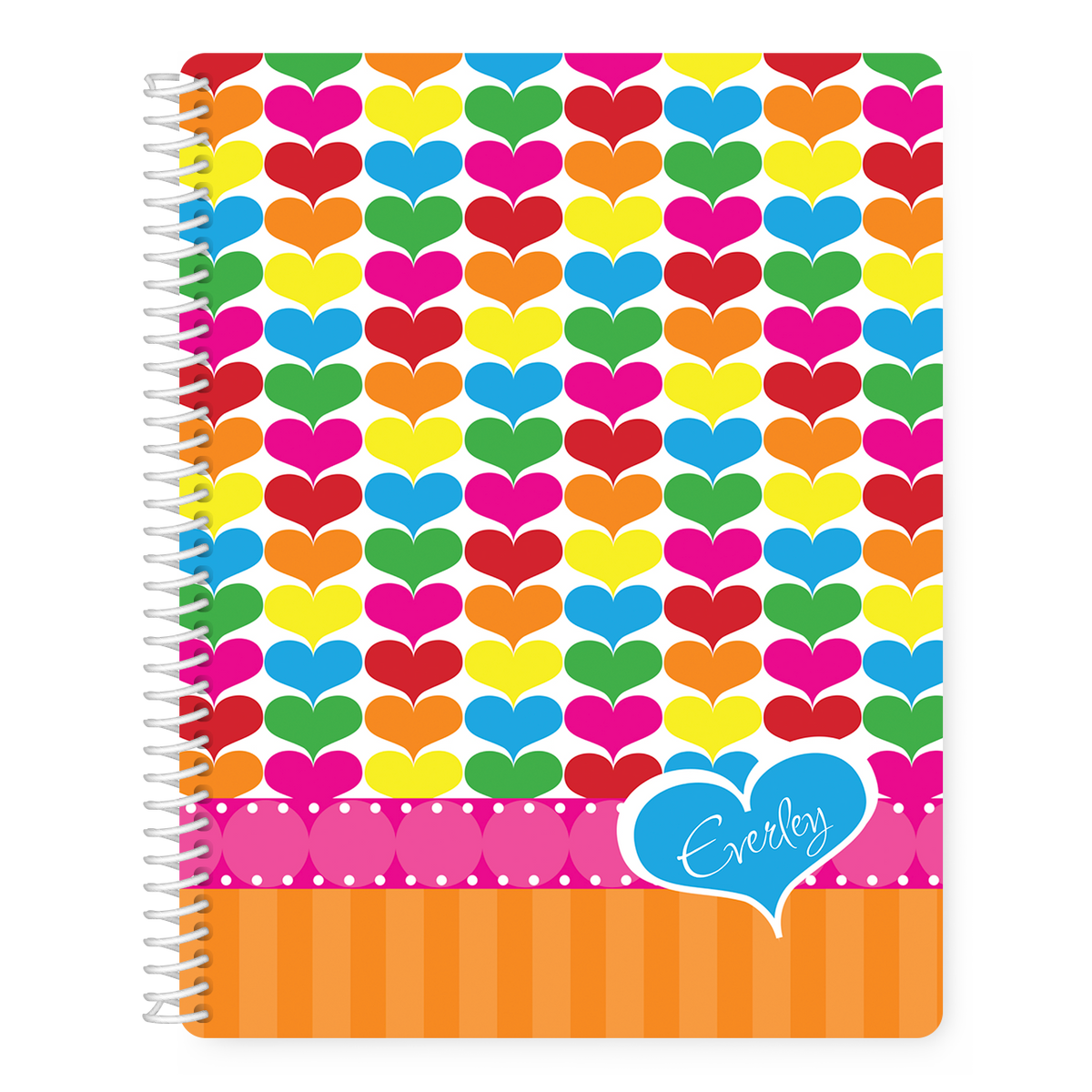 Personalized rainbow hearts sketchbook