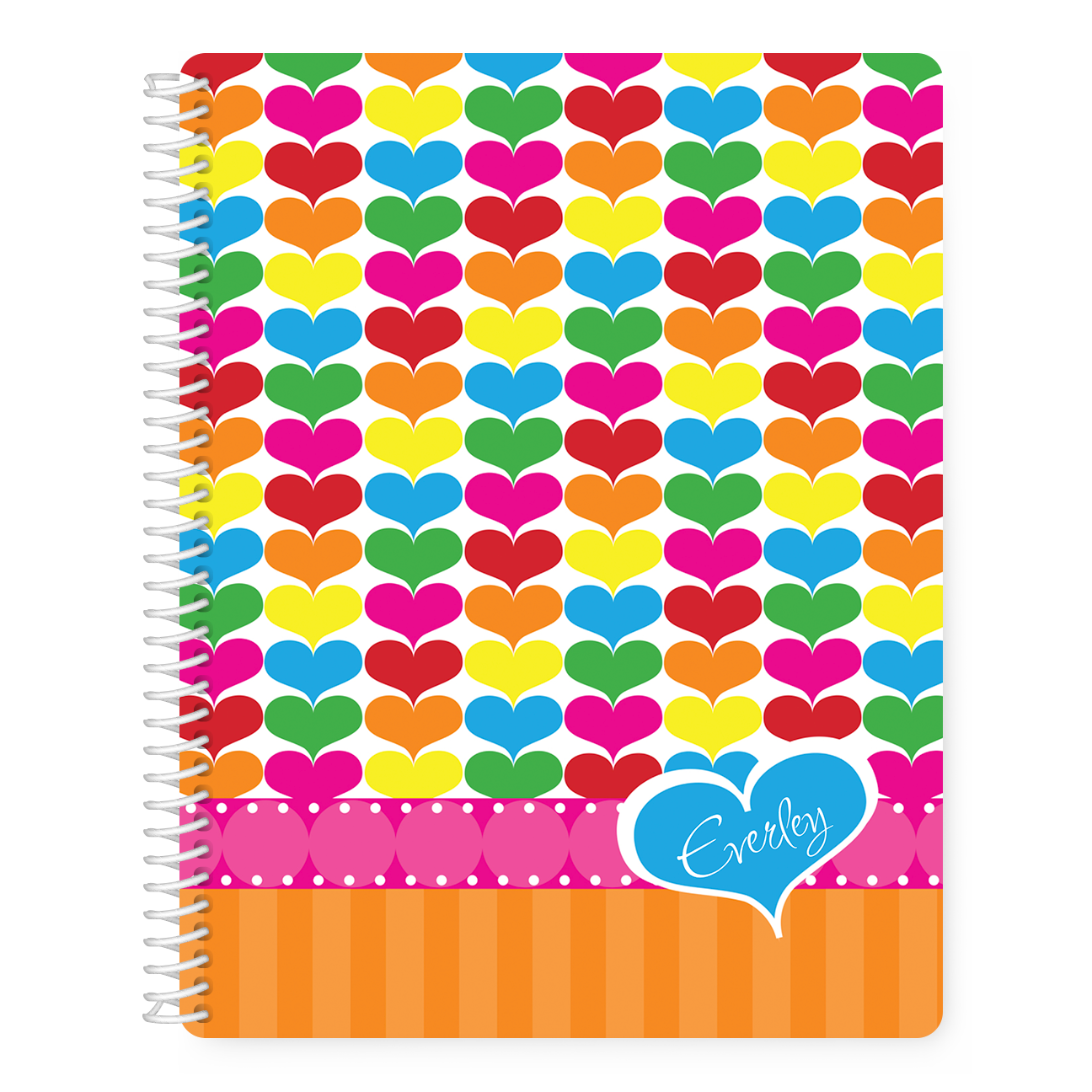 Personalized rainbow hearts sketchbook