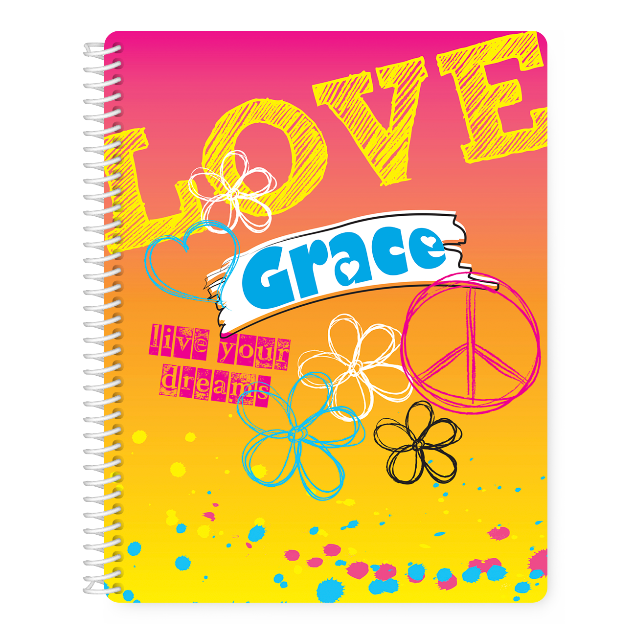Personalized Rockin Rainbow Sketchbook and Notebook